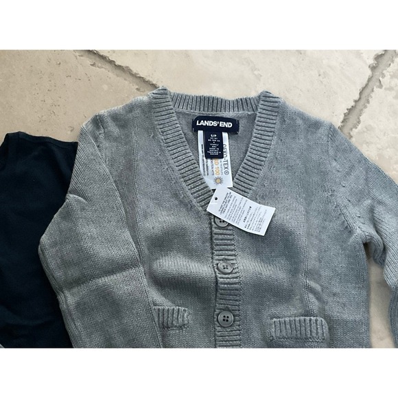 NEW Lands End Uniform Navy T shirt and Gray cardigan sweater Bundle! Small (4) - Picture 4 of 7
